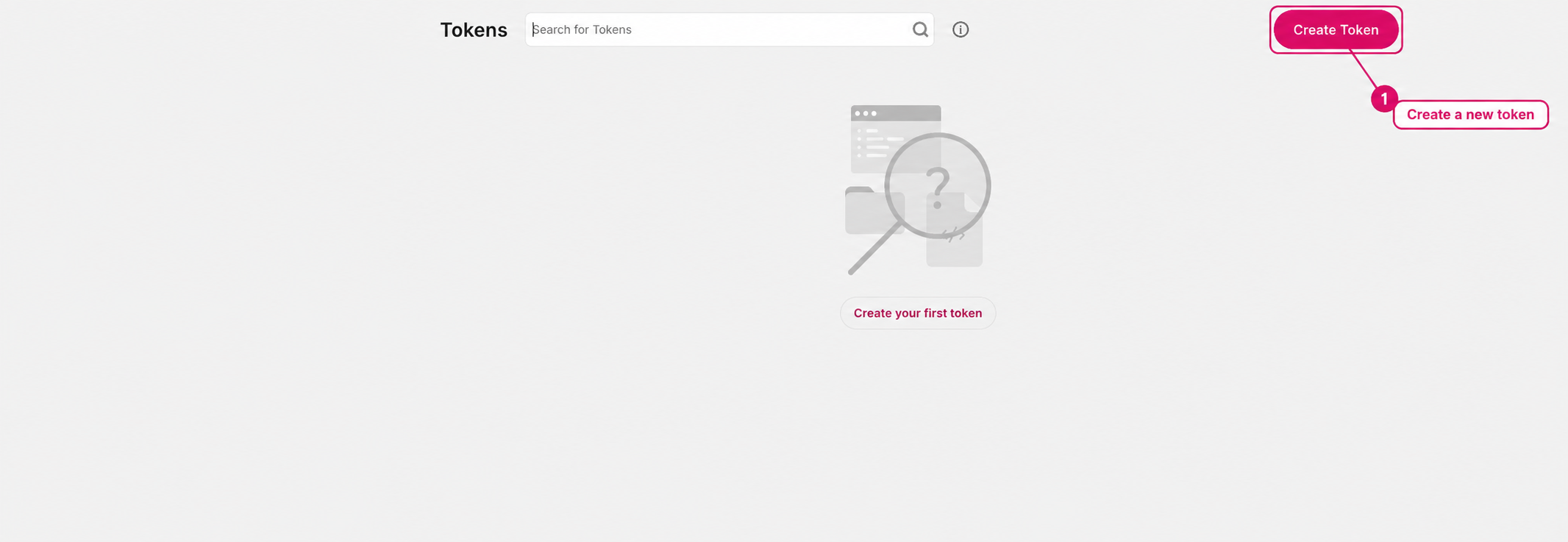 Create Token highlighted on the GlamAR Tokens page